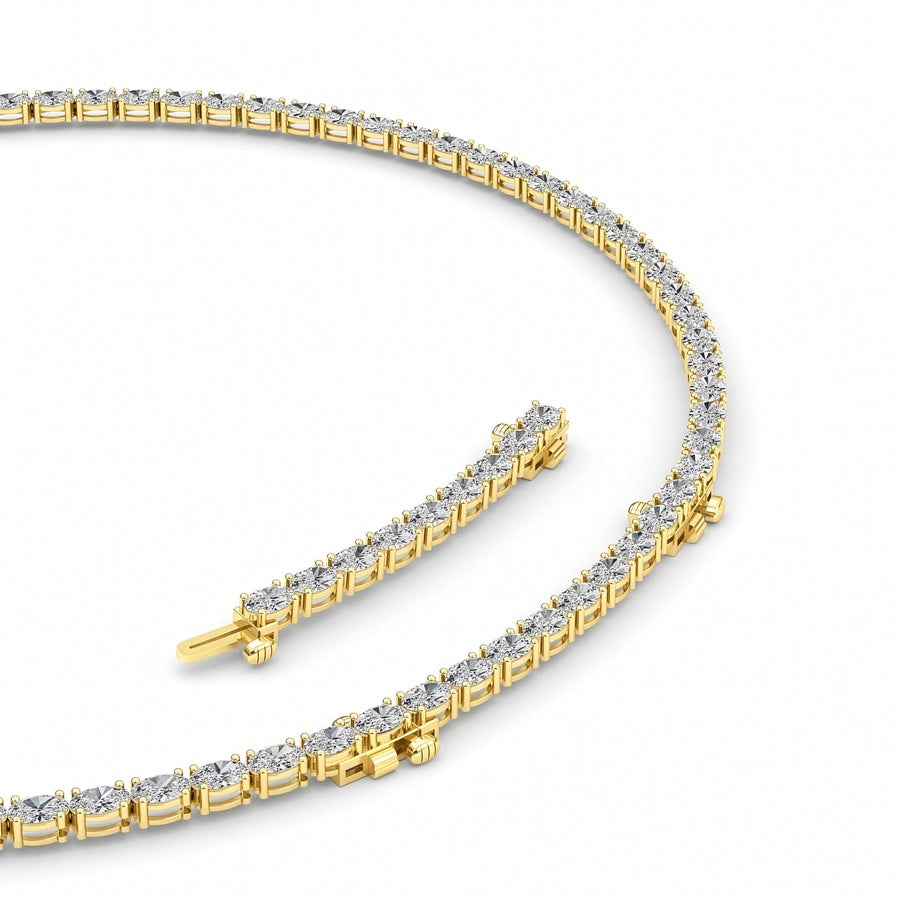 25CTW Oval Shaped Lab Grown Diamond Tennis Necklace in 14K Gold (F/VS)