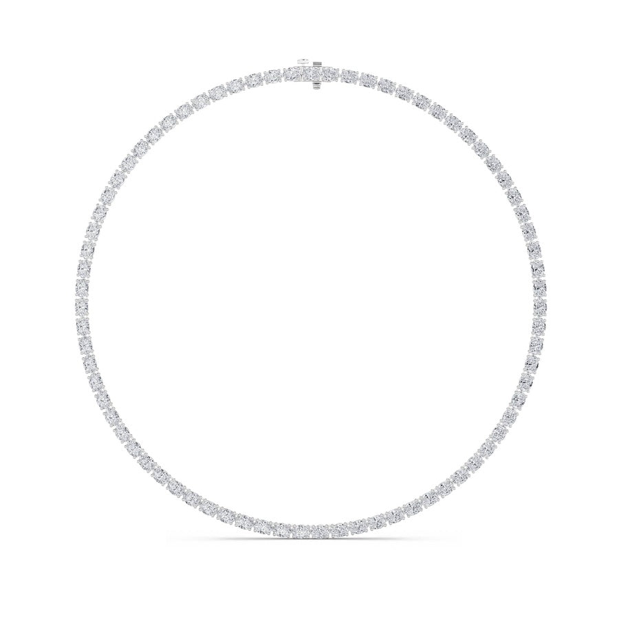 36Cttw Oval Shaped Lab Grown Diamond Tennis Necklace in 14K Gold (F/VS)