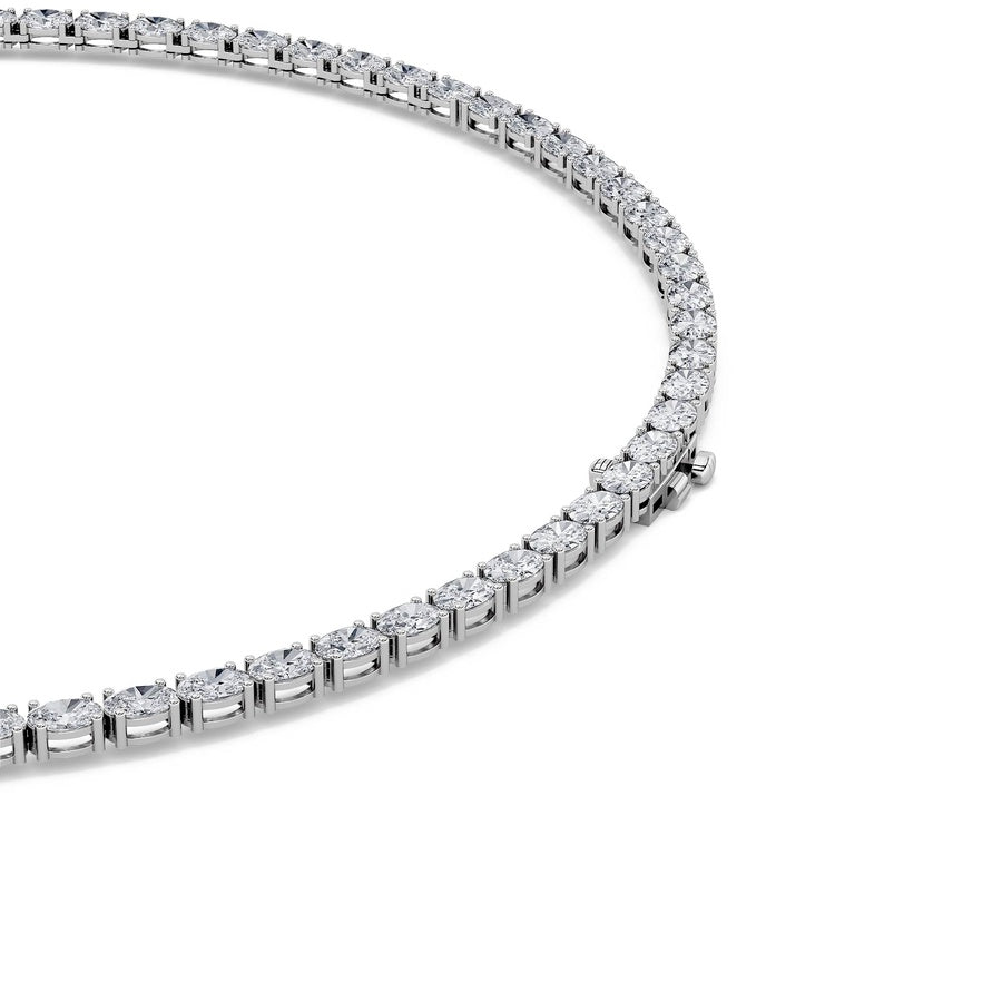 36CTW Oval Shaped Lab Grown Diamond Tennis Necklace in 14K Gold (F/VS)
