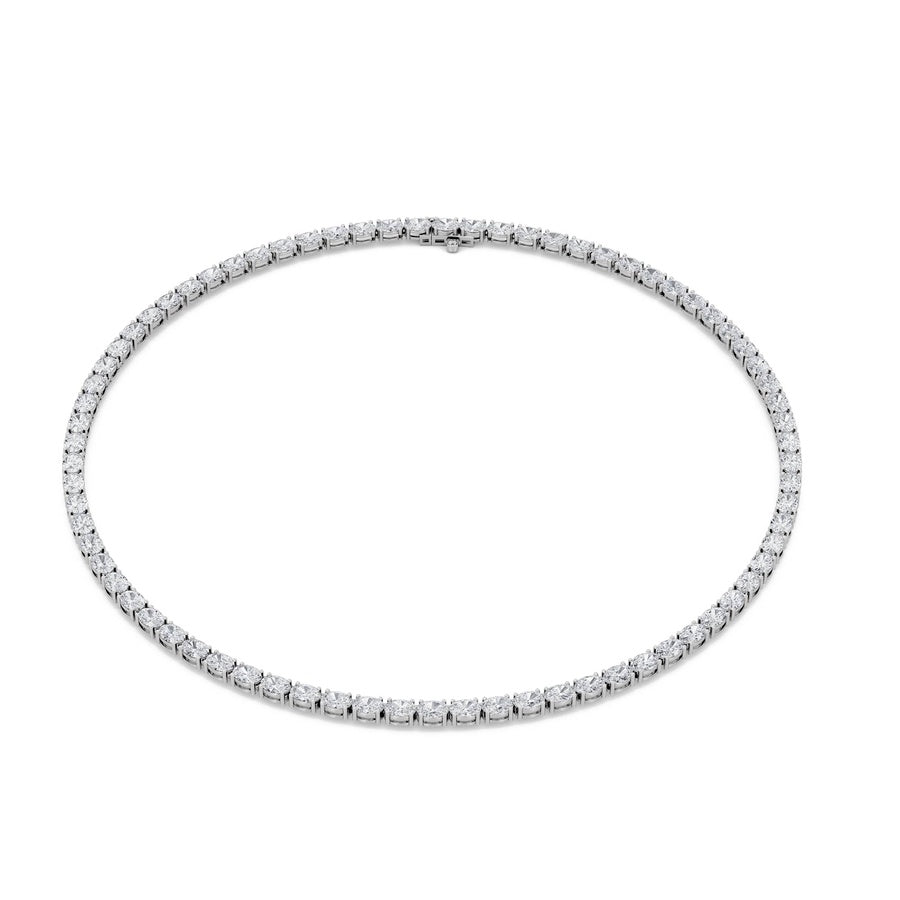 36CTW Oval Shaped Lab Grown Diamond Tennis Necklace in 14K Gold (F/VS)