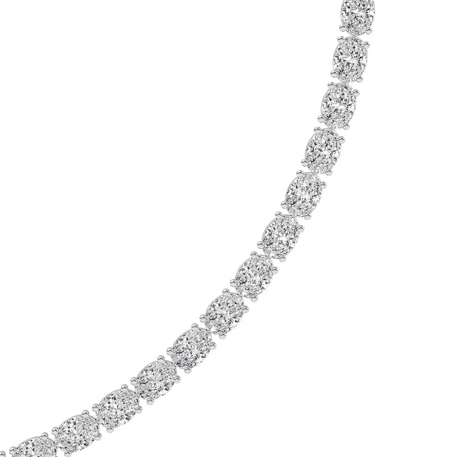 36CTW Oval Shaped Lab Grown Diamond Tennis Necklace in 14K Gold (F/VS)