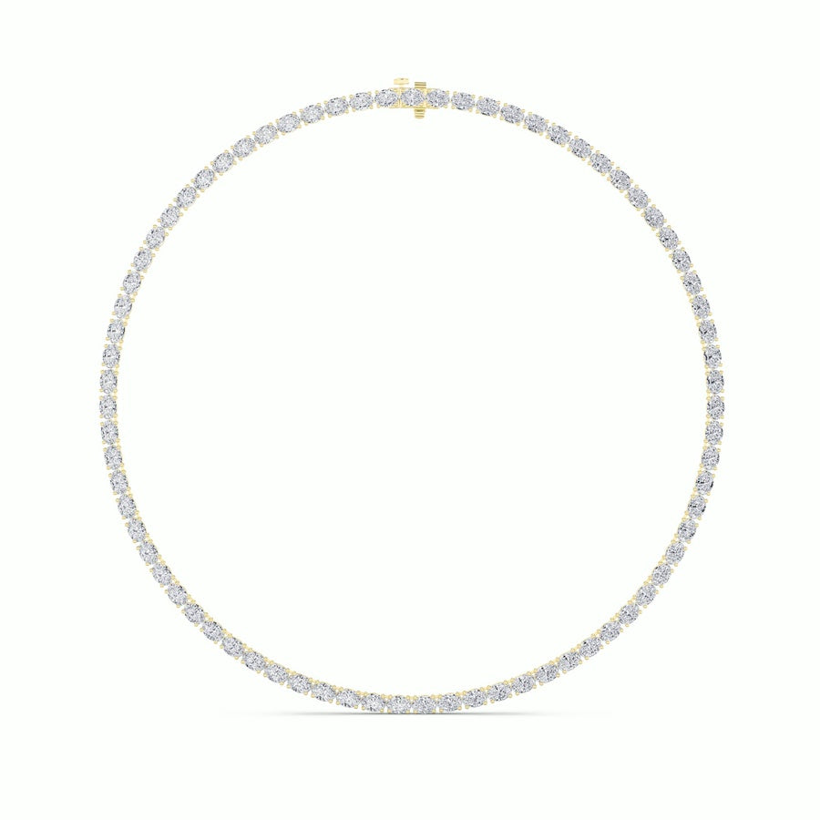 36CTW Oval Shaped Lab Grown Diamond Tennis Necklace in 14K Gold (F/VS)