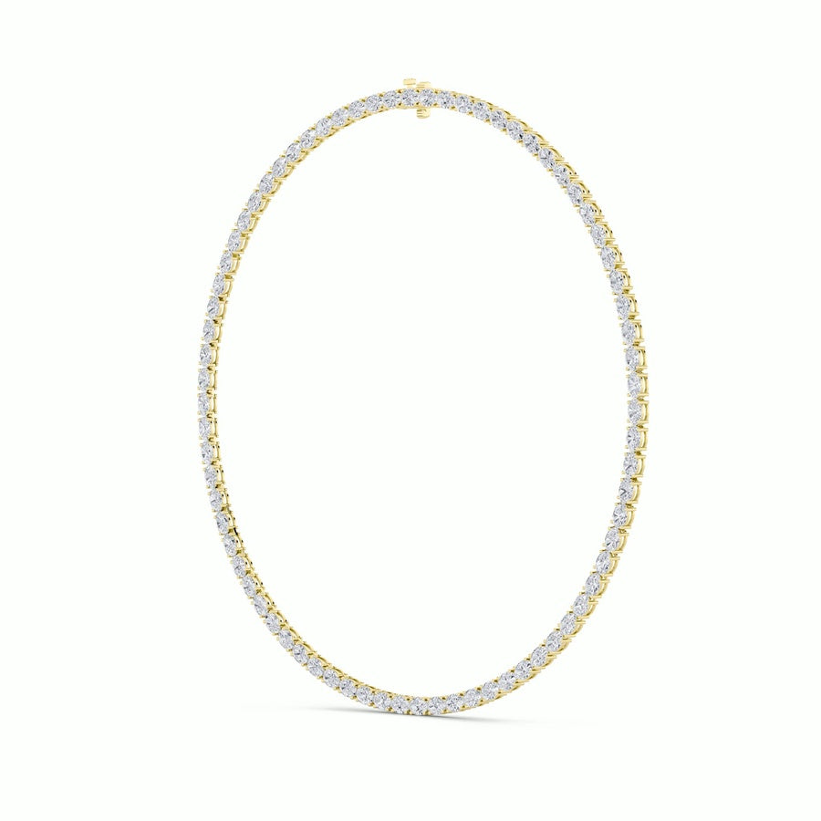 36CTW Oval Shaped Lab Grown Diamond Tennis Necklace in 14K Gold (F/VS)