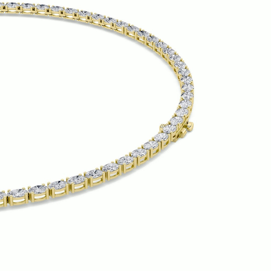 36Cttw Oval Shaped Lab Grown Diamond Tennis Necklace in 14K Gold (F/VS)