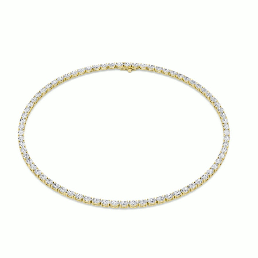 36CTW Oval Shaped Lab Grown Diamond Tennis Necklace in 14K Gold (F/VS)