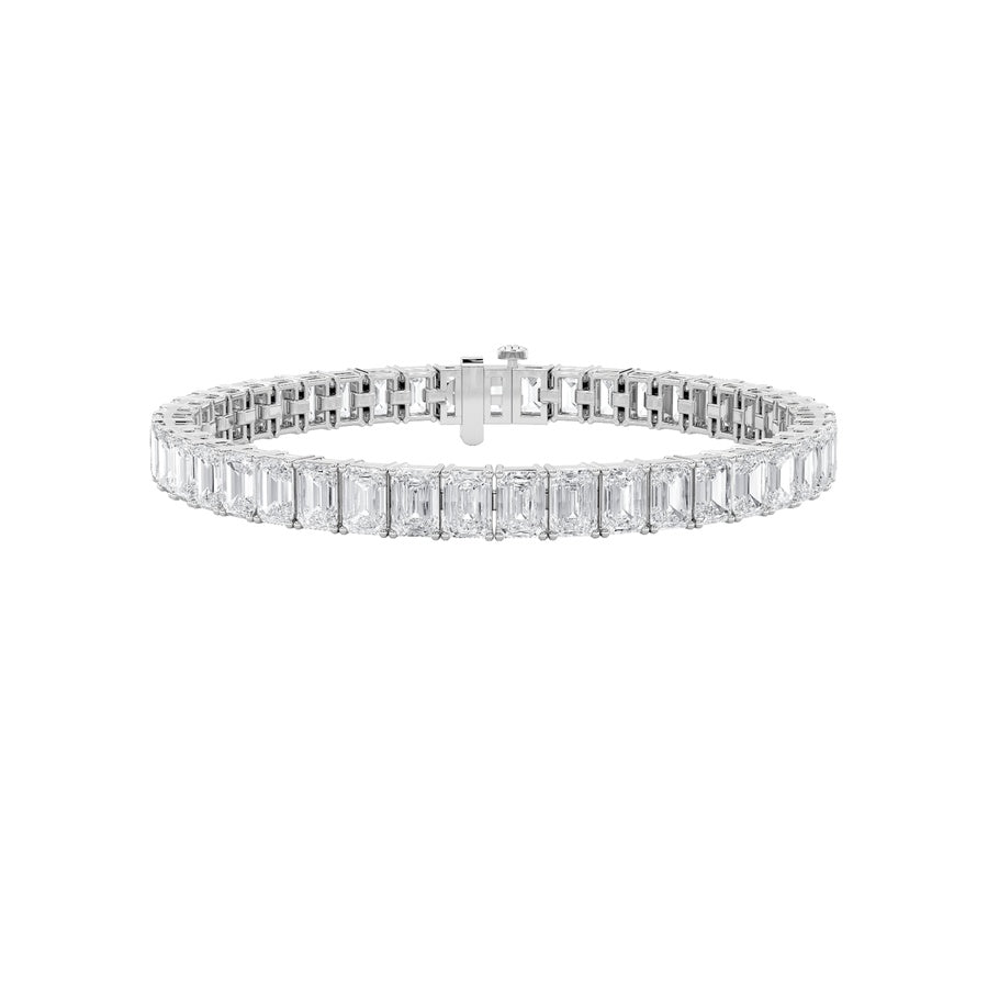 10CTW Emerald Shaped Lab Grown Diamond (F/VS) Bracelet in 14K Gold