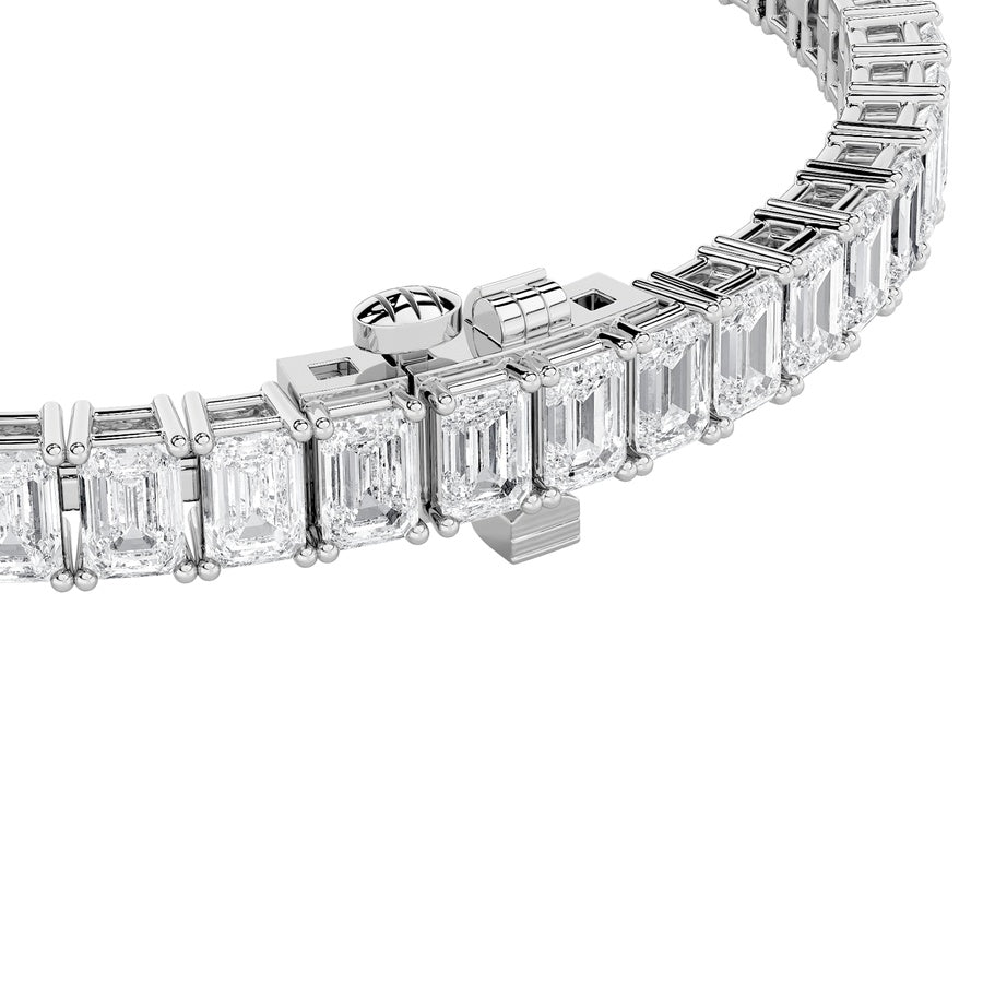 10CTW Emerald Shaped Lab Grown Diamond (F/VS) Bracelet in 14K Gold