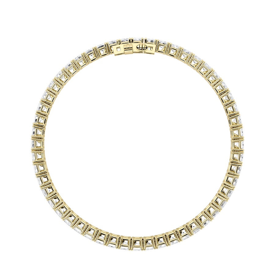 10CTW Emerald Shaped Lab Grown Diamond (F/VS) Bracelet in 14K Gold