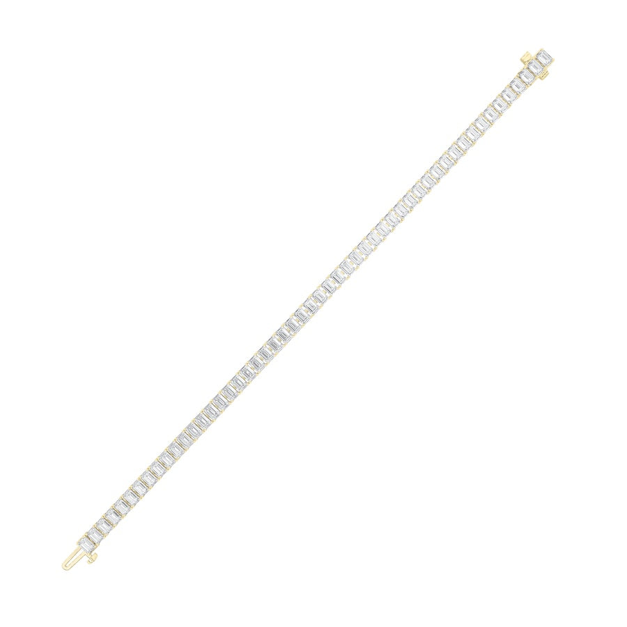 10CTW Emerald Shaped Lab Grown Diamond (F/VS) Bracelet in 14K Gold