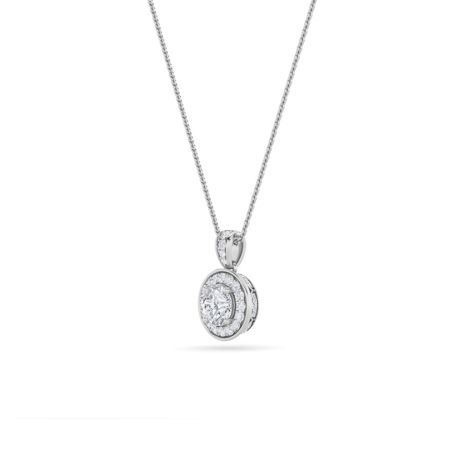 1.25CTW Round Shaped Lab Grown Diamond (F/VS) Halo Pendant in 14K Gold