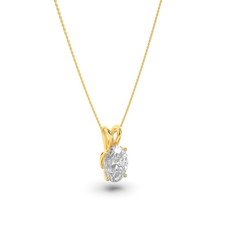 1CTW Oval Shaped Lab Grown Diamond (F/VS) Split Bale Solitaire Pendant in 14K Gold
