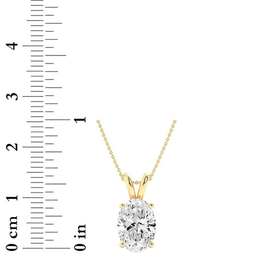 1CTW Oval Shaped Lab Grown Diamond (F/VS) Split Bale Solitaire Pendant in 14K Gold