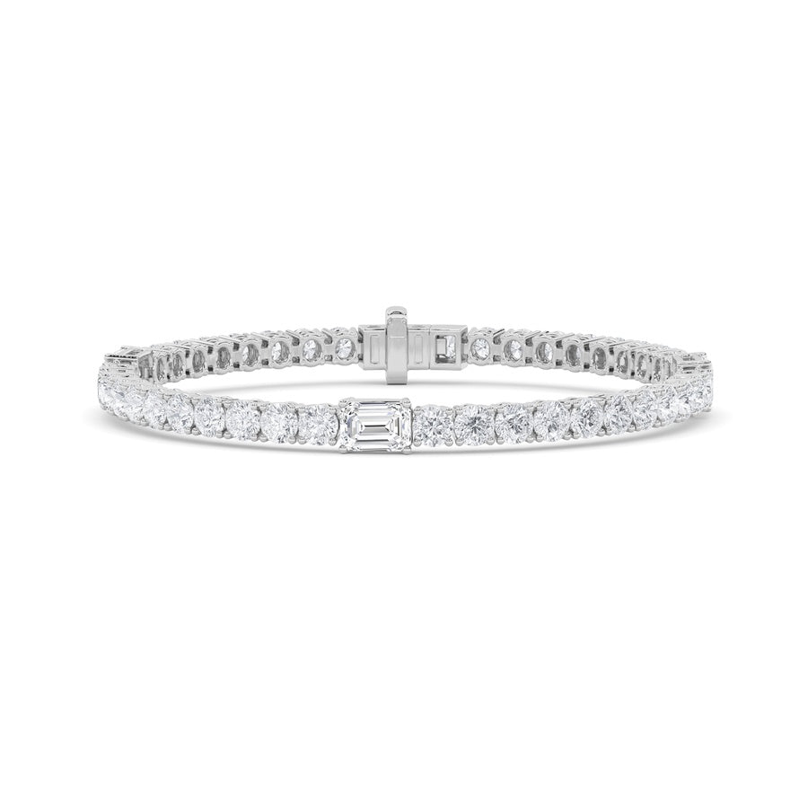 10CTW Emerald Shaped Lab Grown Diamond (F/VS) East West Station Bracelet in 14K Gold