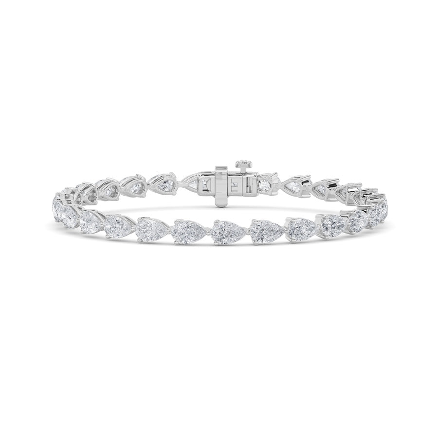 8.5CTW Pear Shaped Lab Grown Diamond (F/VS) Fancy Line Bracelet in 14K Gold