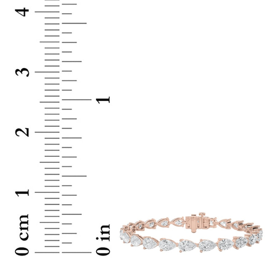 8.5CTW Pear Shaped Lab Grown Diamond (F/VS) Fancy Line Bracelet in 14K Gold