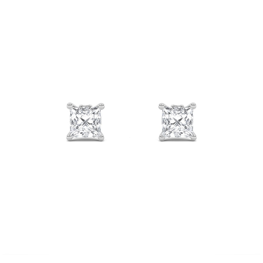 3CTW Princess Shaped Lab Grown Diamond (F/VS) Tulip Head Stud Earrings in 14K Gold