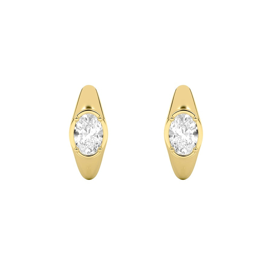 2CTW Oval Shaped Lab Grown Diamond (F/VS) Solitaire Huggie Earrings in 14K Gold