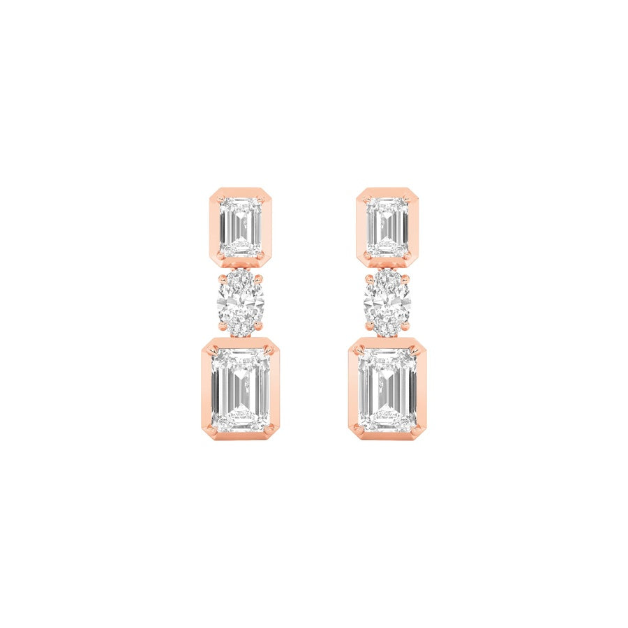 3CTW Radiant Shaped Lab Grown Diamond (F/VS) Dangle Earrings in 14K Gold