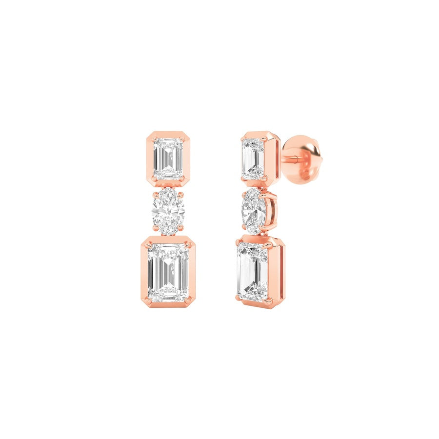 3CTW Radiant Shaped Lab Grown Diamond (F/VS) Dangle Earrings in 14K Gold