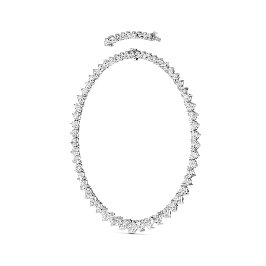 65CTW Heart Shaped Lab Grown Diamond (F/VS ) Tennis Necklace in 14K Gold