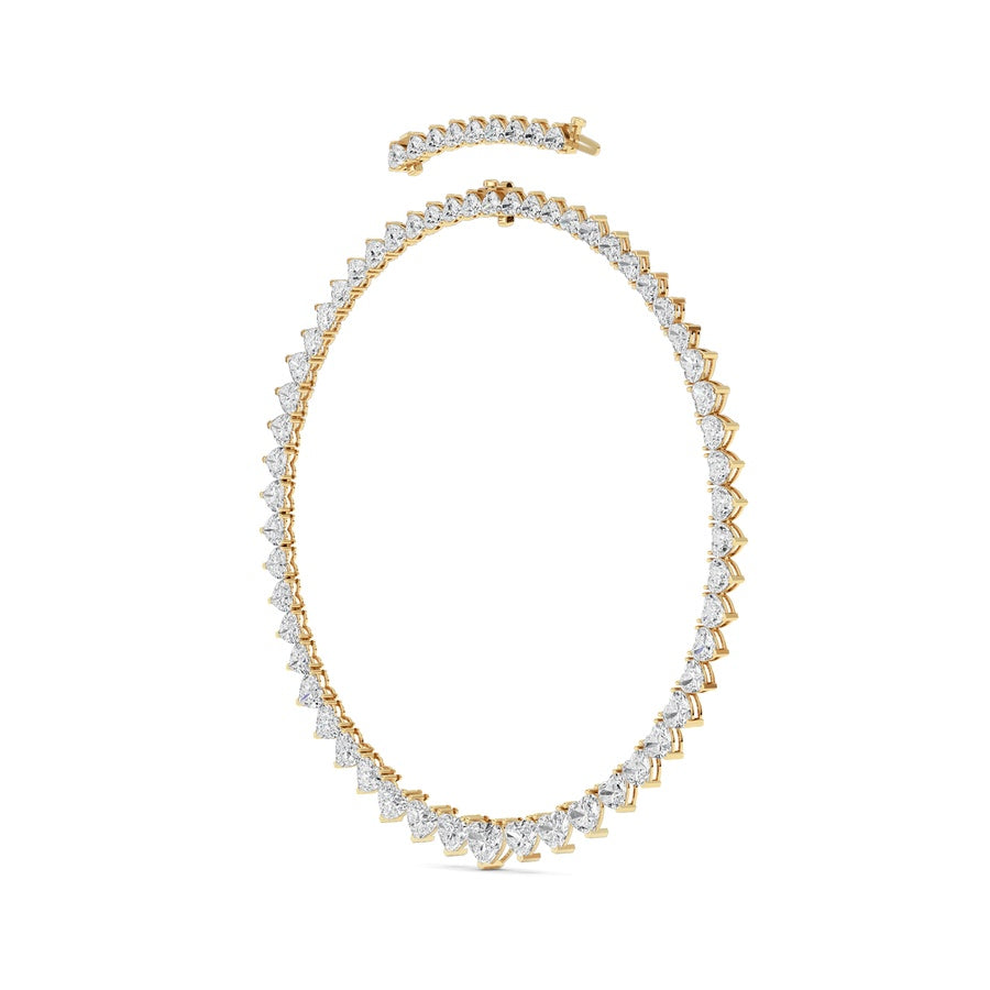 65CTW Heart Shaped Lab Grown Diamond (F/VS ) Tennis Necklace in 14K Gold