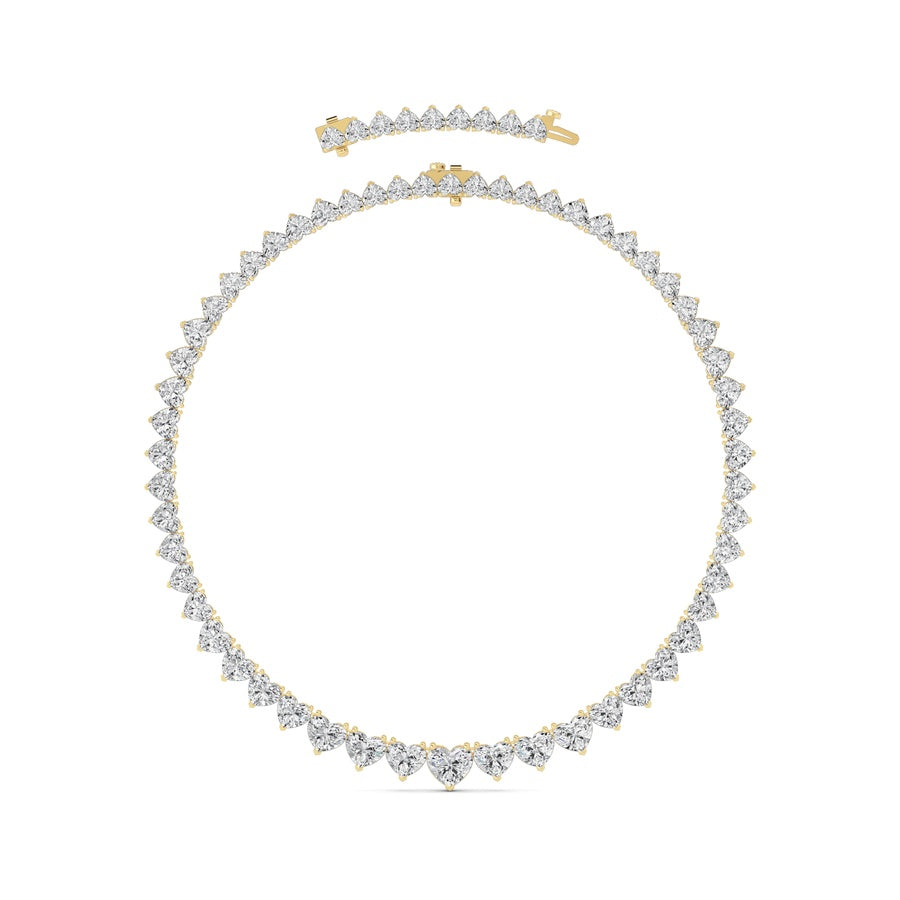 65CTW Heart Shaped Lab Grown Diamond (F/VS ) Tennis Necklace in 14K Gold