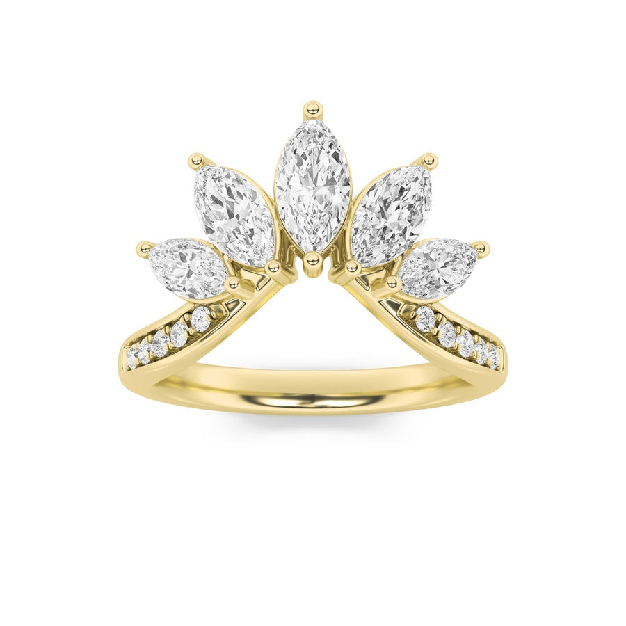 1.5CTW Marquise Shaped Lab Grown Diamond (F/VVS) Fancy Contour Ring in 14K Gold