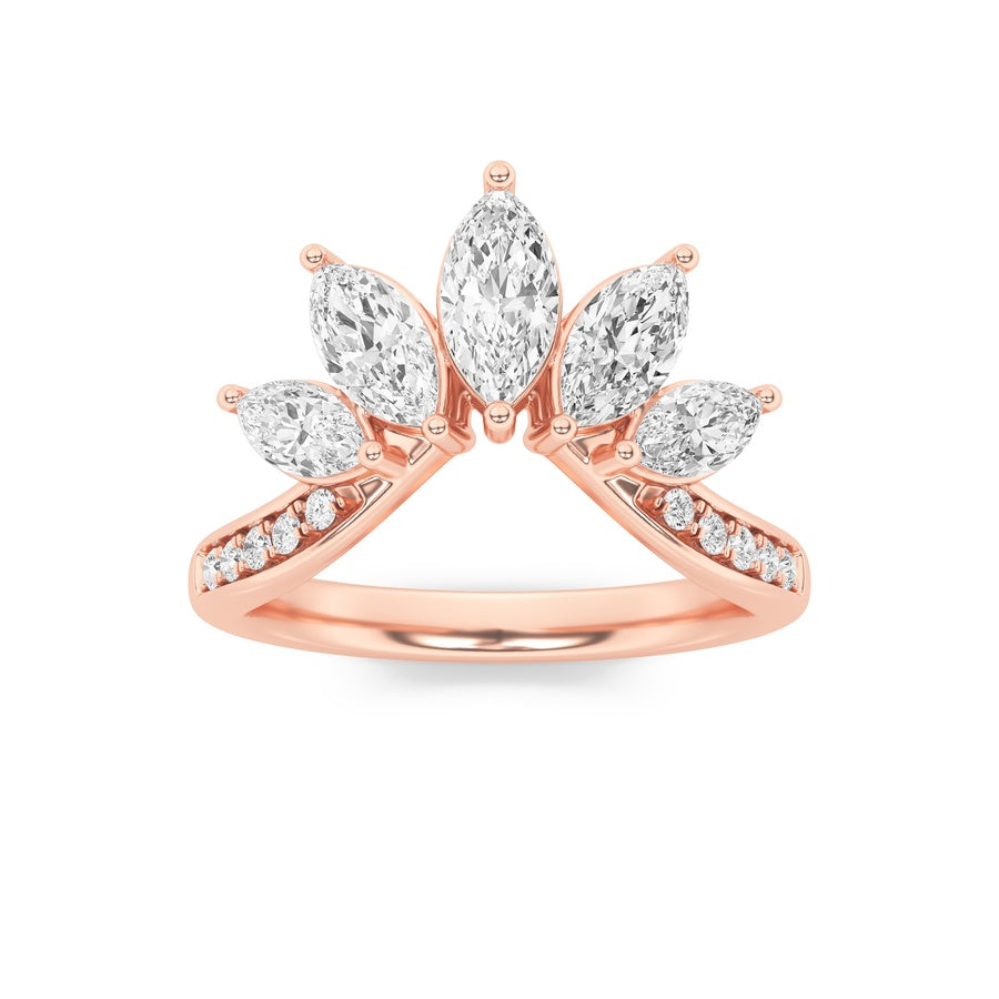 1.5CTW Marquise Shaped Lab Grown Diamond (F/VVS) Fancy Contour Ring in 14K Gold