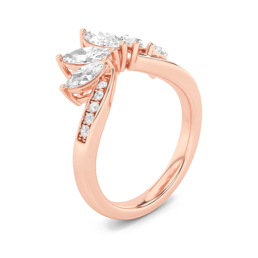 1.5CTW Marquise Shaped Lab Grown Diamond (F/VVS) Fancy Contour Ring in 14K Gold