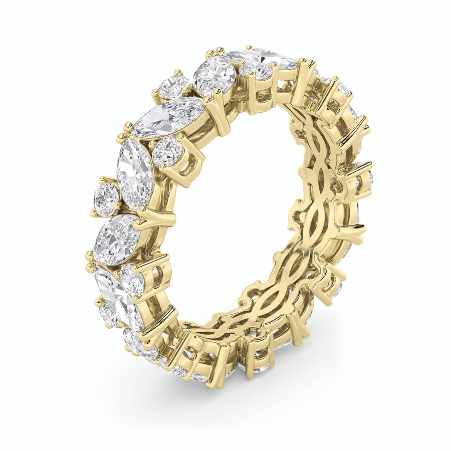 3CTW Marquise Shaped Lab Grown Diamond (F/VVS) Eternity Band Ring in 14K Gold