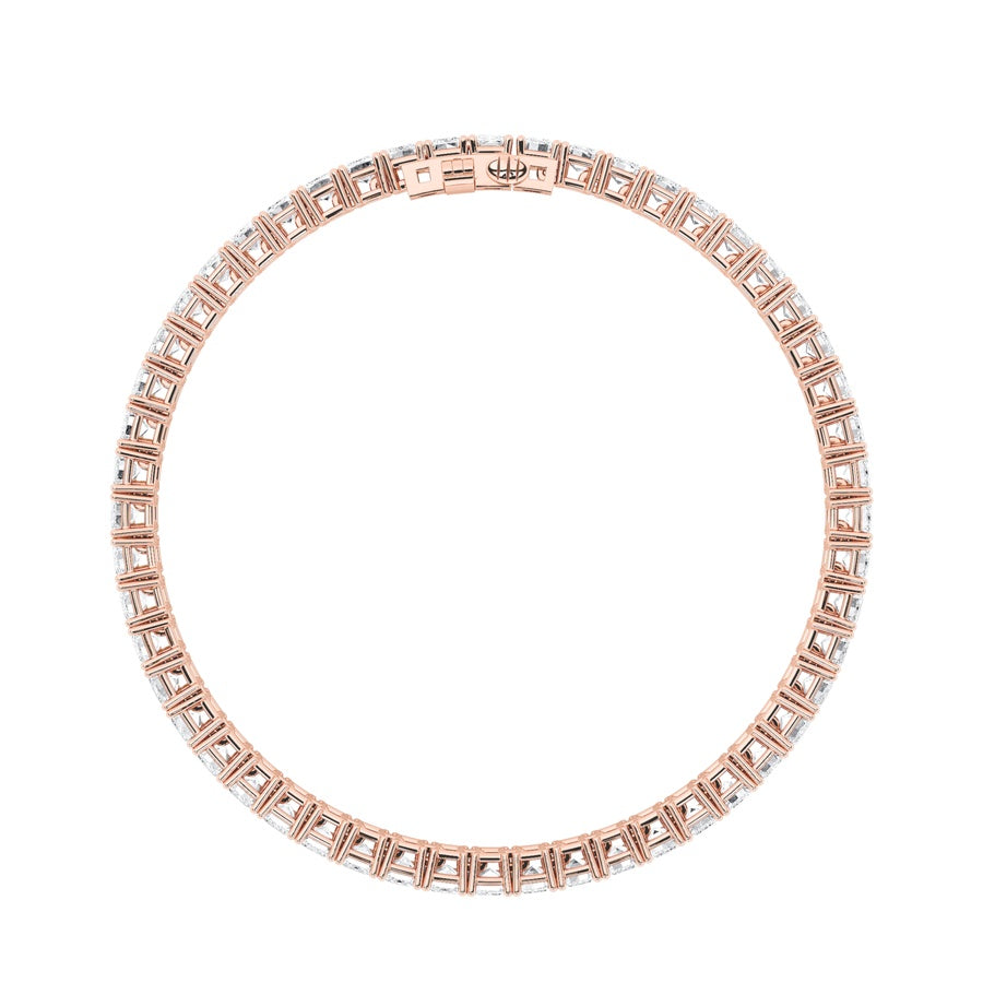 10CTW Emerald Shaped Lab Grown Diamond (F/VS) East West Line Bracelet in 14K Gold