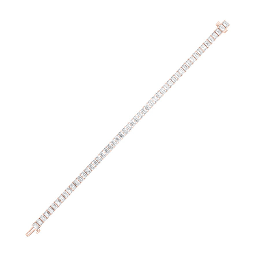 10CTW Emerald Shaped Lab Grown Diamond (F/VS) East West Line Bracelet in 14K Gold