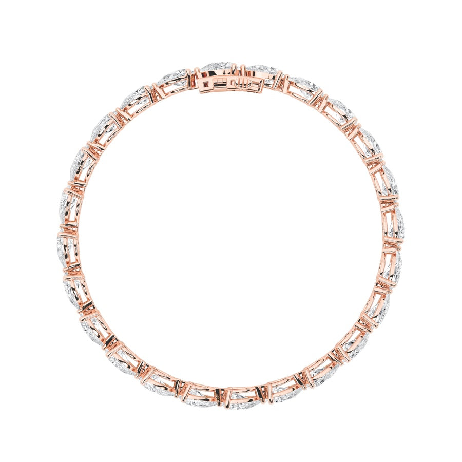 10CTW Pear Shaped Lab Grown Diamond (F/VS) Fancy Line Bracelet in 14K Gold