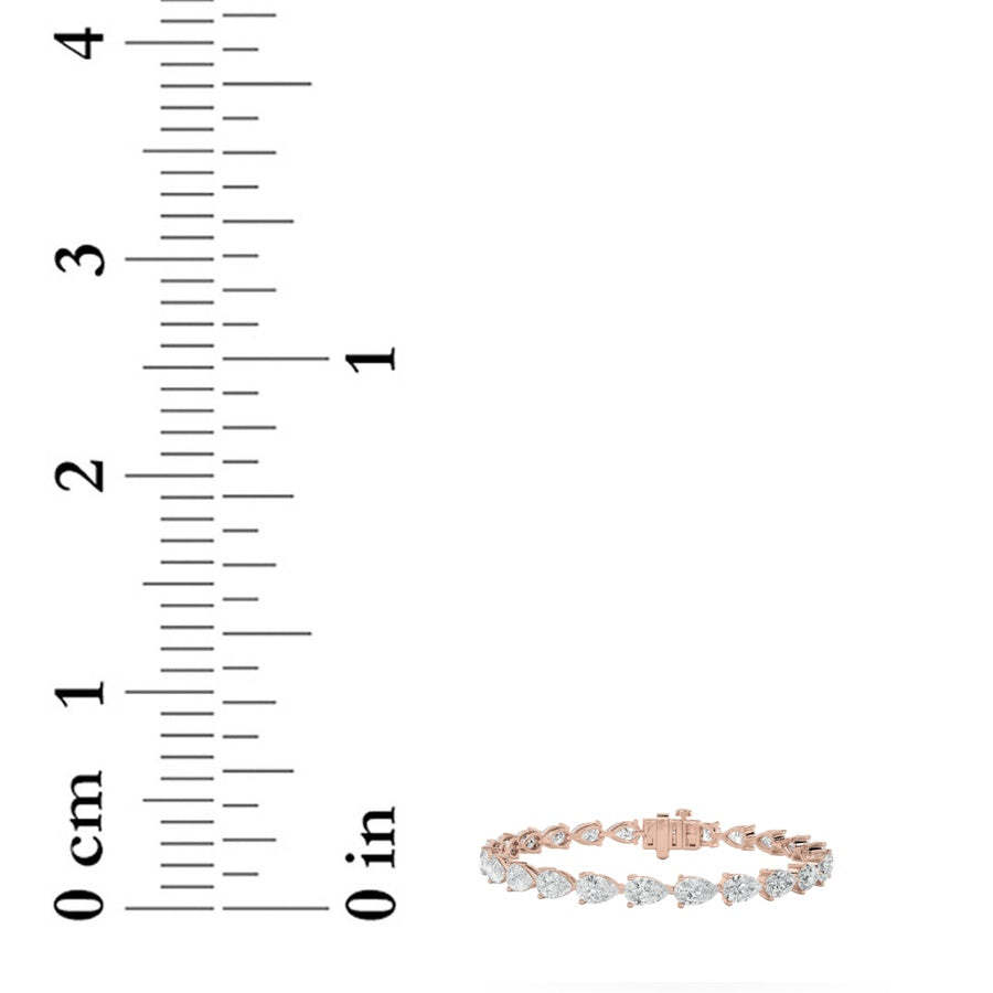 10CTW Pear Shaped Lab Grown Diamond (F/VS) Fancy Line Bracelet in 14K Gold